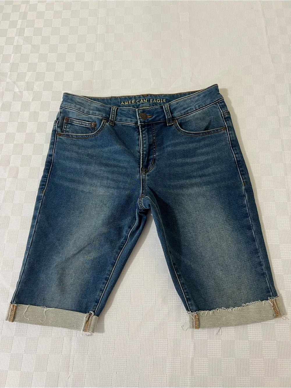 American Eagle Outfitters Dark Blue Boyfriend Denim Bermuda Shorts